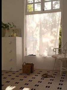 White Lace Aesthetic Curtain Vertical Louver Gauze Bohemian Style for Cabinet Curtains Home Decor