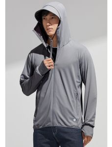 Gumi เสื้อกันแดด uv upf50+ เสื้อป้องกันแสงแดดผู้ชาย เสื้อคลุมเดินทางกลางแจ้ง เสื้อผ้ากันแดด เสื้อตกปลา เสื้อคลุมกันuvมีหมวก หมวกถอดออกได้ L-3X