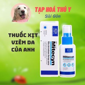 ALKIN MITECYN chai xịt trị ve ghẻ nấm da viêm da cho chó mèo - Chai 50ml
