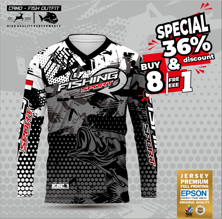 Jersey Custom Mancing Dryfit Premium Motif Fishing Sport Abu