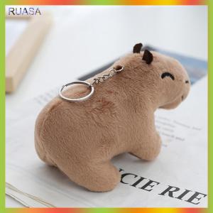 RUASA ตุ๊กตาคาพิบาร่าจำลองขนาด12ซม. พวงกุญแจตุ๊กตาสัตว์ยัดนุ่นนุ่มฟูกระเป๋าตุ๊กตาอุปกรณ์เสริมสำหรับกุญแจรถ