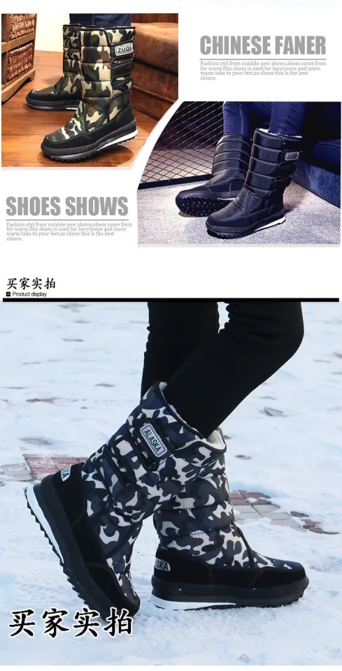 snow boots men waterproof mens winter boots With Fur winter shoes  slip-resistant Men Boots platform thick plush warm Plus size