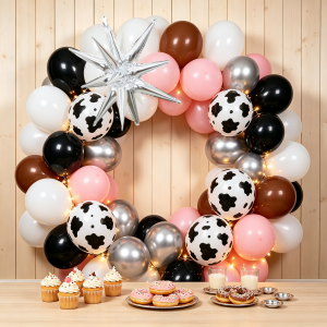 51pcs balloon set Western cowboy themed balloons with starburst foil suitable for Western cowboy themed decorations outdoor picnic parties farm party decorations birthday parties indoor and outdoor decorations party balloon decor.