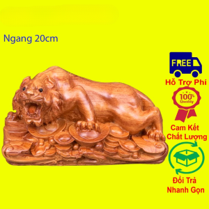 Tượng con hổ tài lộc linh vật tuổi dần dài 20cm mẫu mới chất liệu gỗ hương