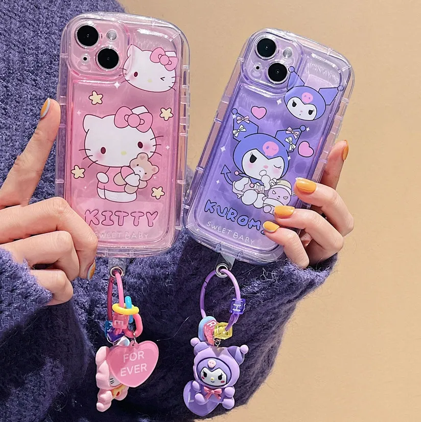 3D Cartoon Sanrio Hello kitty Kuromi Melody Cinnamoroll Dog Phone
