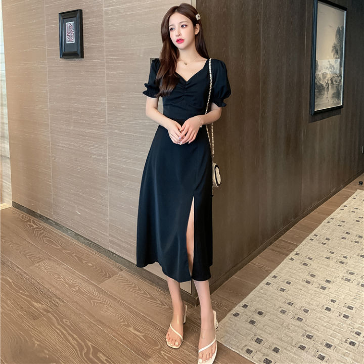 Summer black dress for women plus size dress 3xl Korean long dress formal  white dress bodycon dress with slit on sale V neck dress formal dress for 