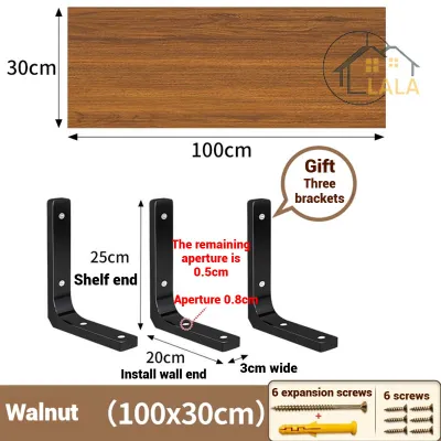 LALA Wall shelf bookshelf Wall mounted unpainted board Suspended storage board Drilling rack Load capacity 30KG Raf dinding rak buku pengeboran壁挂置物架
