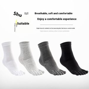 PaulWeekend Toe Socks Mens Cotton Mid-Calf Toe Socks Breathable Toe Socks