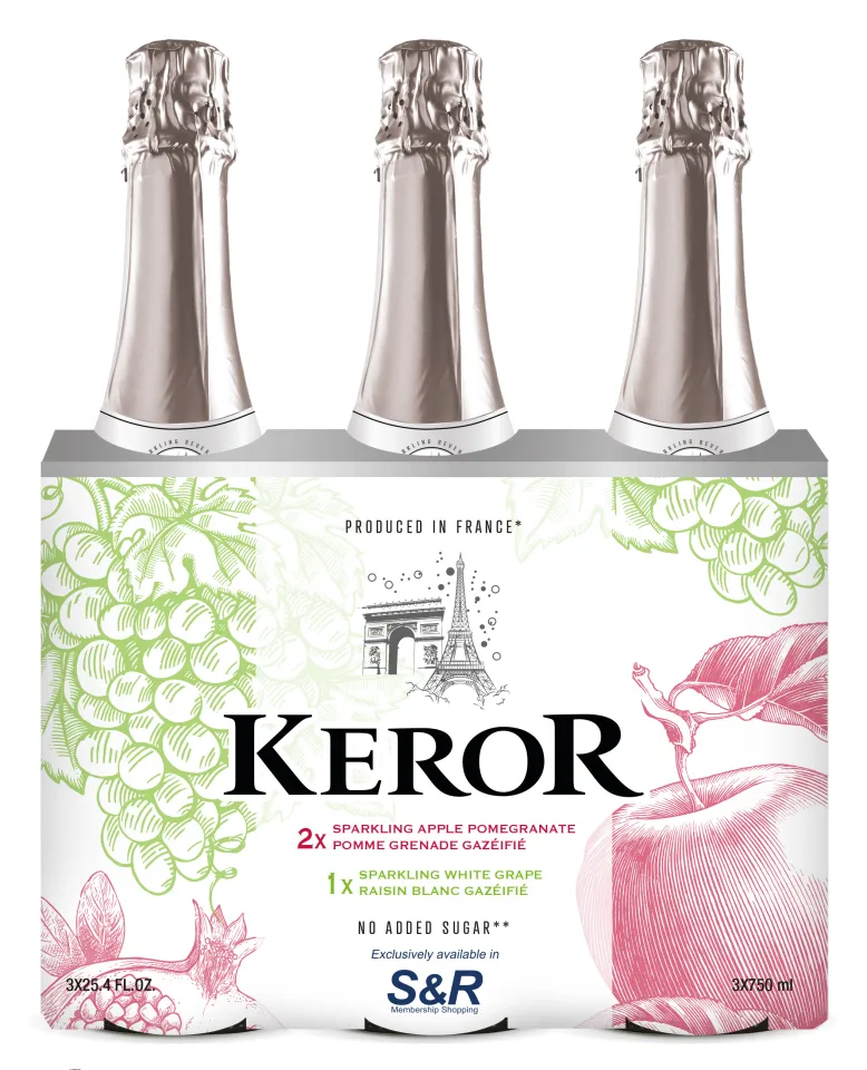 Keror Sparkling White and Red Grape Juice bottles Non-Alcoholic