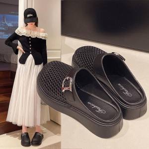 HF Women Platform Clogs PVC Beach Breathable Slip-On Flat Lightweight Sandals 8808