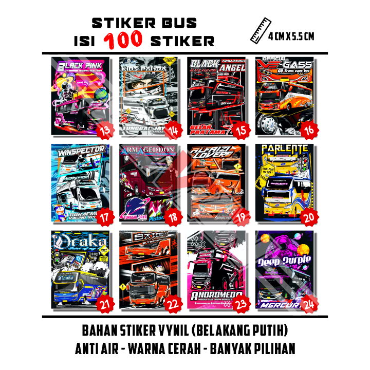 isi 100 stiker bus | black pink kids panda black angel ve-gass ...