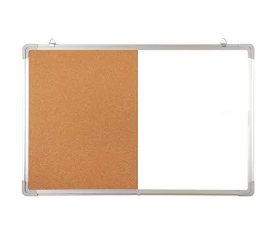 Corkboard Half Whiteboard Bulletin Board with Aluminum Frame