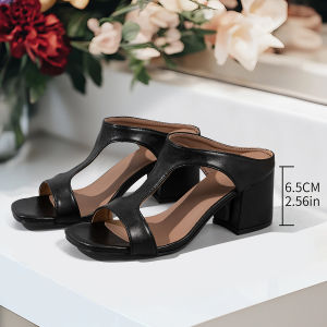 [Free Shipping] WomenS High-Heeled Sandals New Summer Styles Simple And Fashionable Available In Large Sizes With Open Sides And Thick Heels