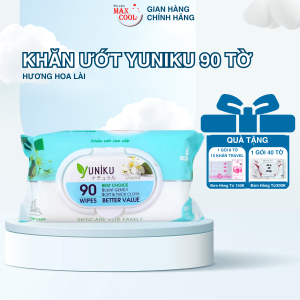 1 gói khăn ướt Yuniku 90 tờ xanh ngọc hương lài - HÀNG CHÍNH HÃNG cao cấp chuyên dùng cho bé