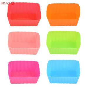 🚚【Local Express Delivery】🚚 6PCS Cake Mold Silicone Rectangle Soft Muffin Cupcake Liner Bake Cup Mold Candy Mold Bakeware Baking Dish