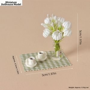 DOWNA 1:12 1:12 Hoa thu nhỏ cho nhà búp bê Mini Nhựa Cây Lô Xanh Phụ kiện mô hình nhà búp bê ngoài trời Phụ Kiện Nhà Búp Bê