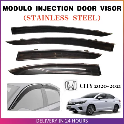 Honda City 2020 2021 Injection Door Visor with Chrome Lining STAINLESS STEEL - 4pcs