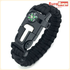 E.B. Outdoor Camping Bracelet With Whistle Flint Fire Starter Nylon Bracelet 3.2m Rope Wild Survival
