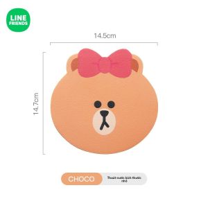 Thảm Thấm Hút Diatomite Line Friends 100% Chính Hãng Thảm Bùn Diatomite Nano Thảm Thoát Nước Bàn Ăn Cách Nhiệt Đế Lót Ly Tại Nhà Màu Nâu Sô Cô La Quà Tặng Sinh Nhật LFB13