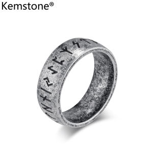 Kemstone Viking Stainless Steel Ring Ancient Silver Gold Plated Ring for Men Jewelry