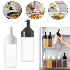 2pcs Squeeze Seasoning Bottle Oil Pot Household Kitchen Plastic Salad Dressing Bottle Pointed Leak-Proof Oil