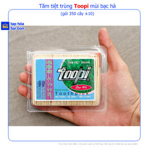 Tăm tiệt trùng Toopi hương bạc hà quế cam hộp 350 cây (± 10) cứng cáp giúp việc vệ sinh răng miệng dễ dàng hơn