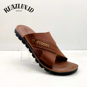 SANDAL COWOK CASUAL SLIP ON KULIT PRIA/SANDAL SELOP SANTAI PRIA/SANDAL KULIT PRIA DEWASA TERBARU 2024/REAZLUV.ID