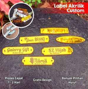 Paket 30 Pcs Label Hijab Akrilik Label Custom Hijab Label Baju Kerudung Custom