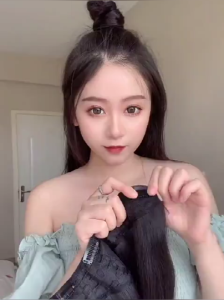 60Cm Long Straight Clip in one Piece Heat Resistant Synthetic Hair Extension 5 Clips Hair Black Hair Pieces