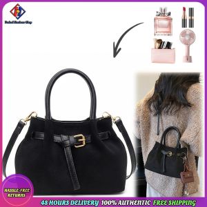 Vodool Women Faux Suede Retro Shoulder Bag with Adjustable Strap Vintage Crossbody Bag Solid Color Top Handle Purse for Daily Use Without Pendant