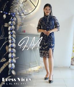 Dress terbaru viory dress tille two tone Natal Kebaya Modern kekinian Dress Kondangan Cantik Dress Imlek