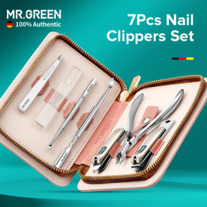 Germany MR.GREEN กรรไกรตัดเล็บมืออาชีพสแตนเลสชุดกรรไกรตัดเล็บชุดเซตทำเล็บรักษาโรคเท้า7ชิ้นพร้อมกระเป๋าเดินทาง