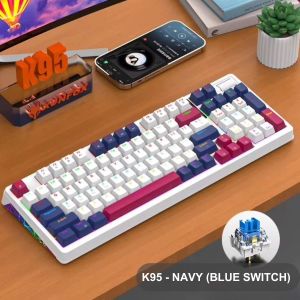 Bàn Phím Cơ Không Dây Xunfox K95 - Bàn Phím Kết Nối 3 Chế Độ Và Đèn Nền RGB Ấn Tượng