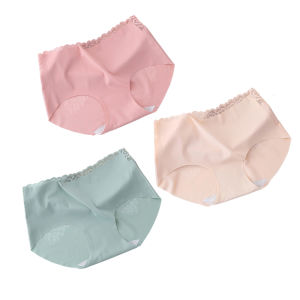 Lizida 3PCS Womens Panties Plus Size M-XL Butterfly Lace Cutout Seamless Panties Soft and Comfortable Breathable