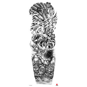 Mens Waterproof Temporary Tattoos Stickers Dragon Wolf Lion Geometric Pattern Arm Sleeve Fake Tattoo for Party Festival Rave h260819
