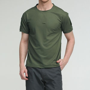 Tactical Mens Tee Shirt Round Neck Solid Shirt Short Sleeve Breathable Quick-drying Casual Shirt Outdoor Casual Workout Tops