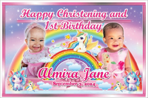 UNICORN Tarpaulin (FreeLayout) banner backdrop decoration party birthday christening baptism baby kids girls