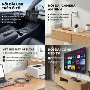 Dây Cáp Nối Dài USB 3.0 Dài 5 Mét chống nhiễu truyền dữ liệu data tốc độ cao kết nối chuột bàn phím máy in tay cầm chơi game camera