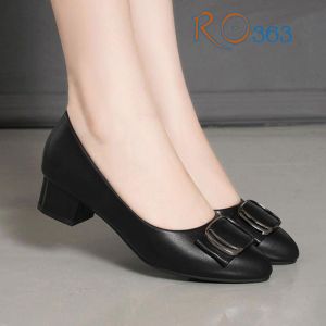 [VIDEO/ẢNH THẬT] Giày búp bê nữ da lì cao cấp ROSATA RO363 - Đen Kem - HÀNG VIỆT NAM - BKSTORE