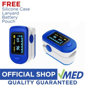 VMED Prohealthcare Pulse Oximeter W/ Warranty Silicone Case Lanyard Pouch & Batteries (FDA Approved)