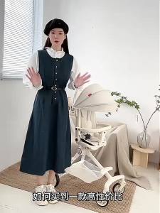 Baozhixuan Walk the Children Fantstic Product Stroller 0-6 Childrens Foldable and Reclinable Two-Way Baby Stroller Light and High Landscape   Reclinable Two-Way + Dinner Plate + Foot suppot   Beige