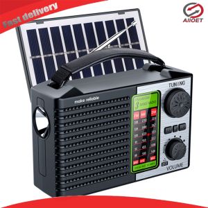 【Alloet】 Compact Solar Radio with AM FM SW Bands and LED Flashlight for Camping Trips