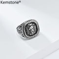 Kemstone Domineering Striped Lion Stainless Steel Ring for Men's HIP HOP Large Rings Gold Plated Jewelry. 