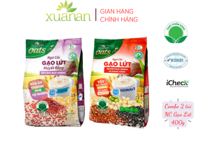 Combo 2 túi: Ngũ Cốc Gạo Lứt Huyết Rồng ít đường 400G + N.Cốc Gạo Lứt No Sugar[đường ăn kiêng]400G