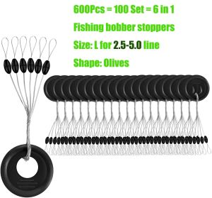 100 Set 600 Pcs Stopper Pancing Alat Pancing/Aksesoris Memancing/Perlengkapan Memancing/Gaya Memancing
