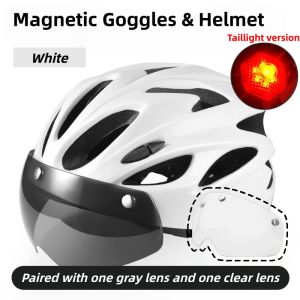 Bike Helmet Lightweight High-Density EPS Foam Bicycle Helmet Adjustable 52-64CM With Magnet Glasses & Taillight Cycling Helmet Suitable Safe Riding Helmet