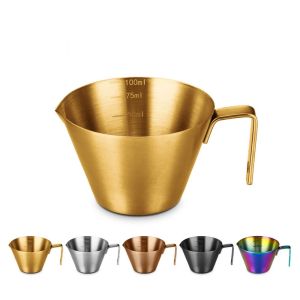 SDFBN 304 Stainless Steel Espresso Measuring Cup Small 100ml Coffee Bean Weighing Tool Food Grade Scale Espresso Shot Cup Tomato Sauce