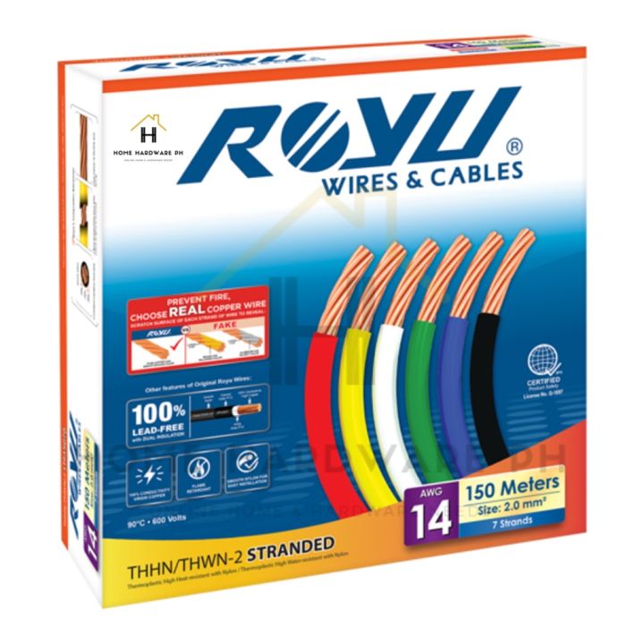 ROYU THHN WIRE #14 (2.0mm2) x 150m | Lazada PH