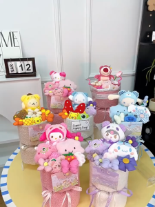Doll Bouquet Kuromi My Melody Cinnamoroll Sanrio Labubu Hello Kitty Capybara Lotso Plush Toy Flower Gift Graduation Bear