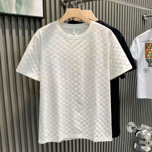 Kaos Lengan Pendek Kotak-kotak Pria-Drying Gingham Check Mens Short Sleeve T-shirt Solid Color Casual round Neck